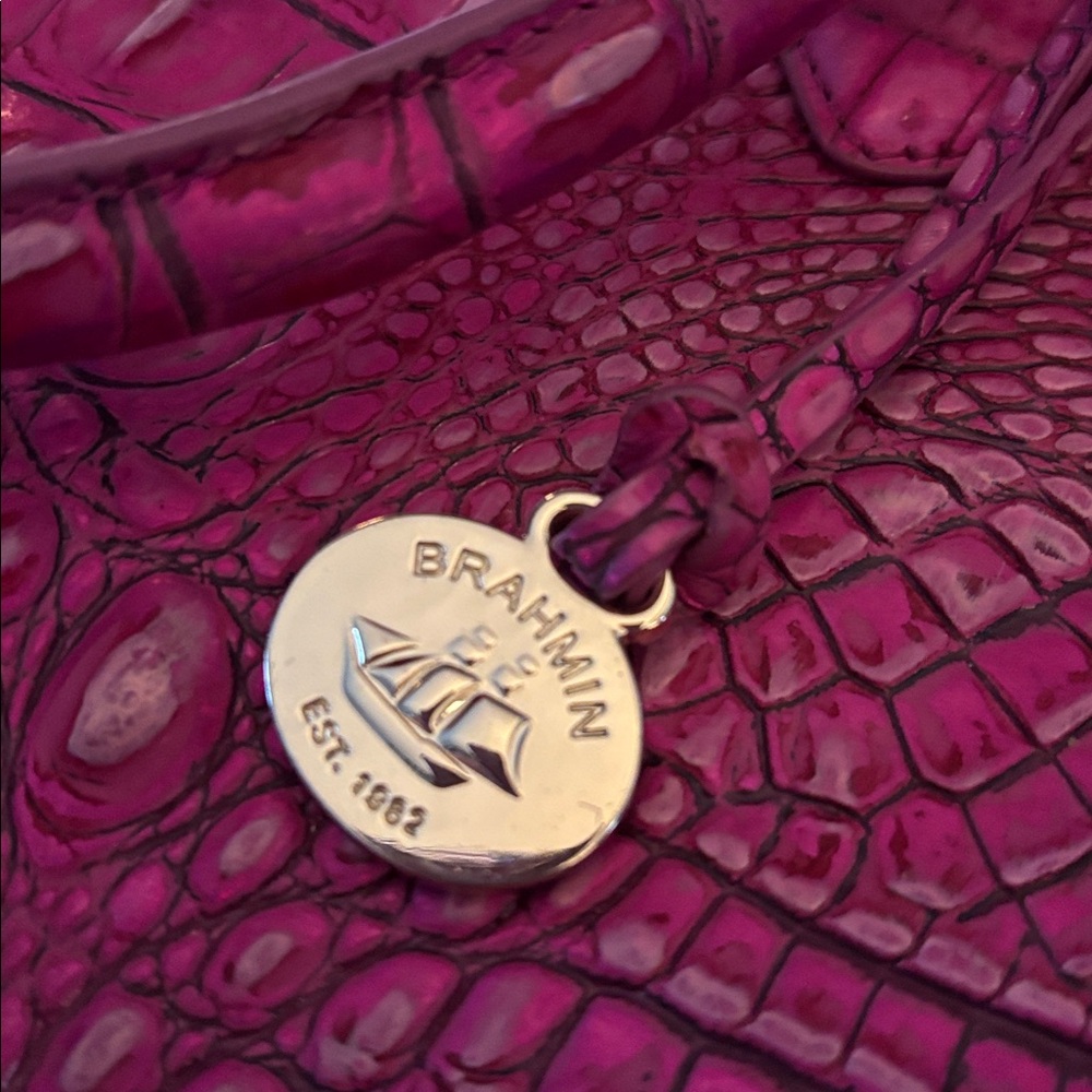 Brahmin Fuchsia Embossed Shoulder Bag - Picture 3 of 3